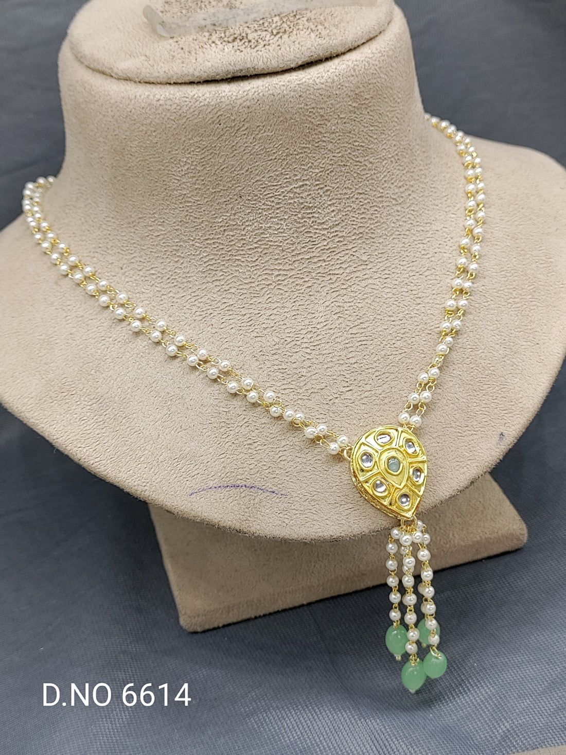 Kundan Golden Mala Necklace Sku 6614 rchiecreation