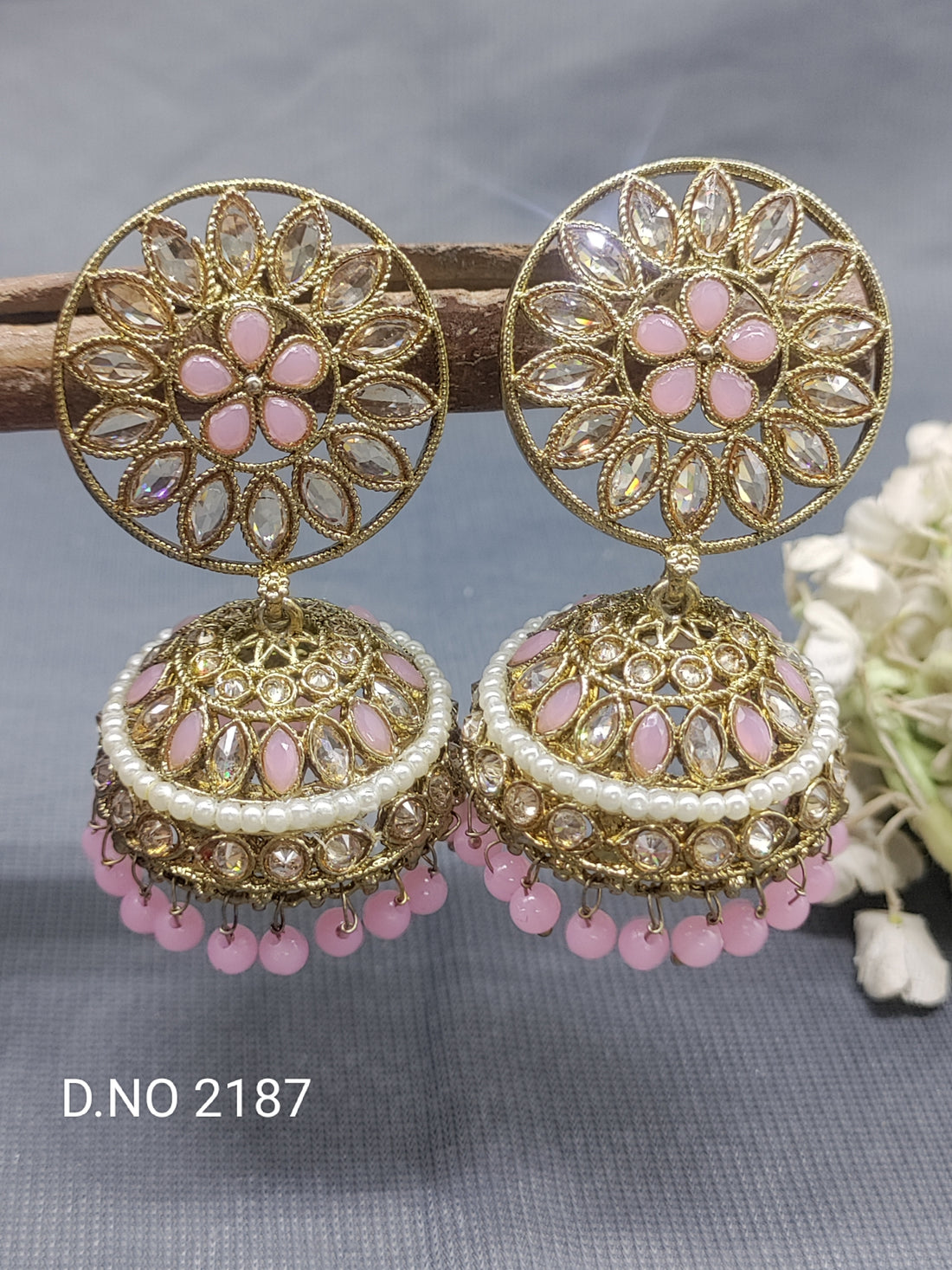 Polki Mehandi Jhumki Earring Sku 2187 rchiecreation