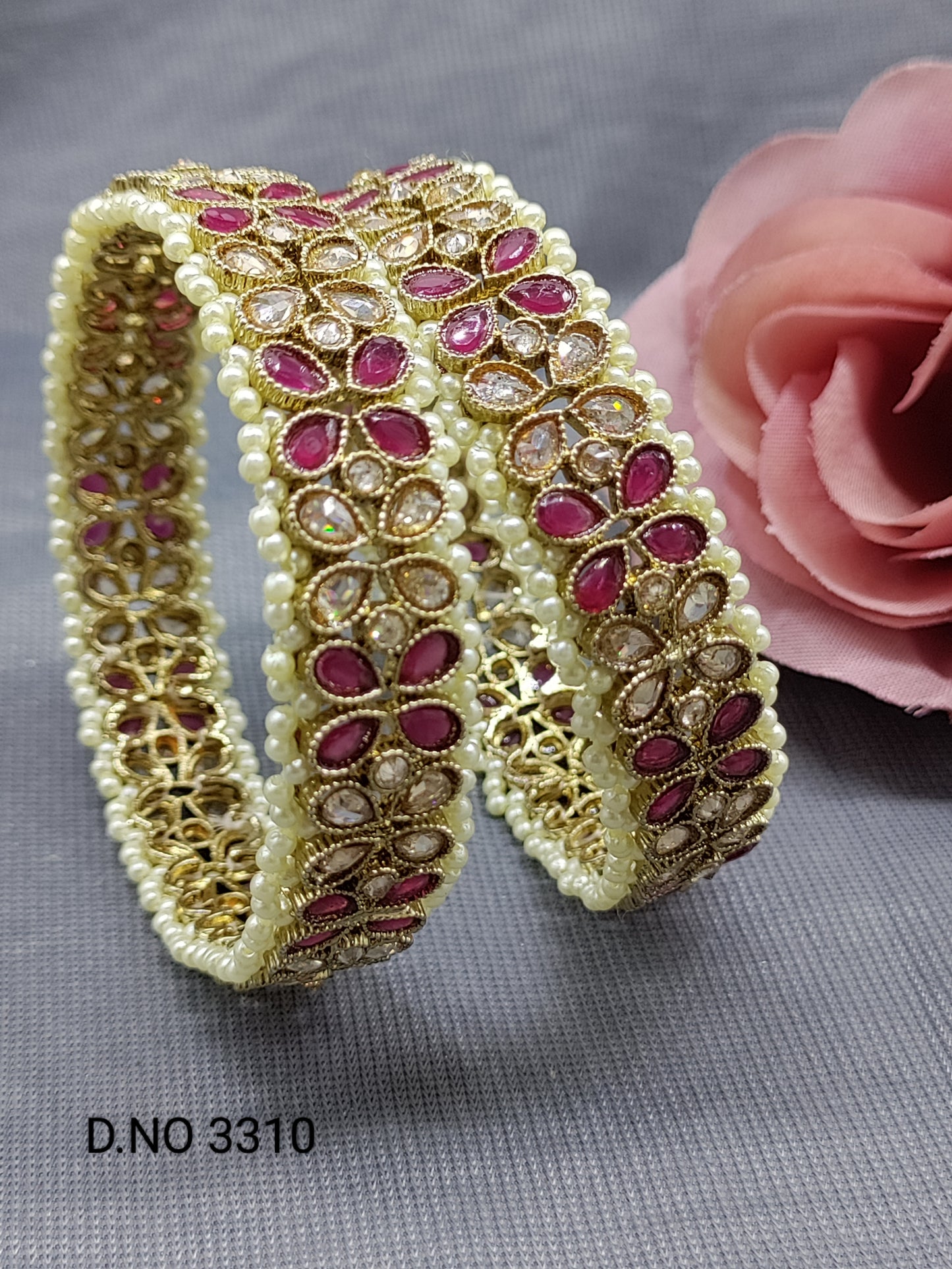 Mehandi Ruby Polki Bangle SKU-3310 F3 rchiecreation