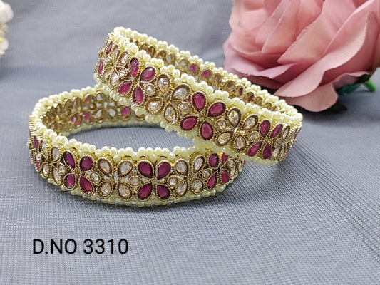 Mehandi Ruby Polki Bangle SKU-3310 F3 rchiecreation