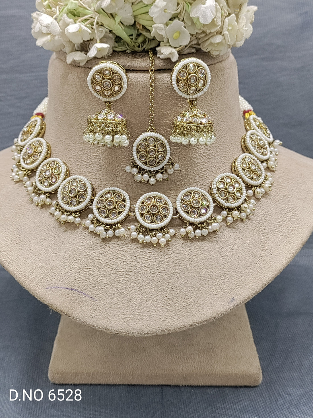 Polki Mehandi Necklace Set Sku 6528 rchiecreation