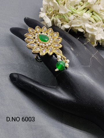 Polki Mehandi Finger Ring Sku 6003 rchiecreation