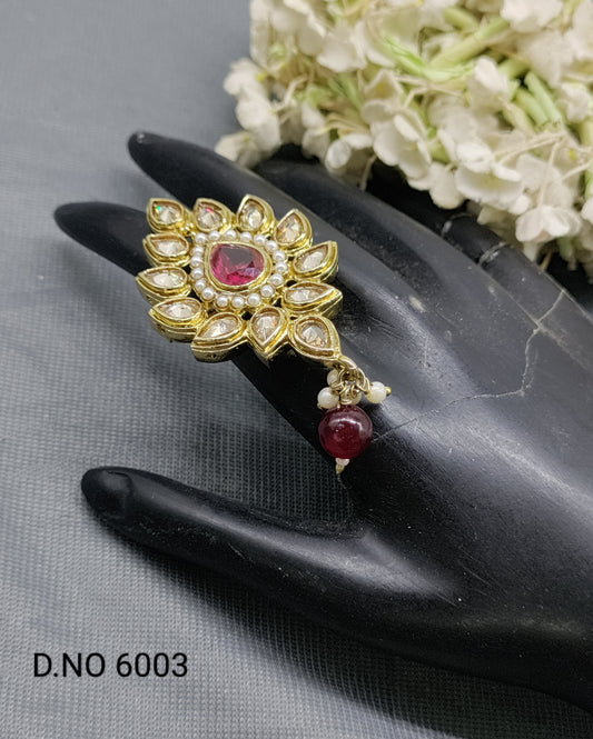 Polki Mehandi Finger Ring Sku 6003 rchiecreation