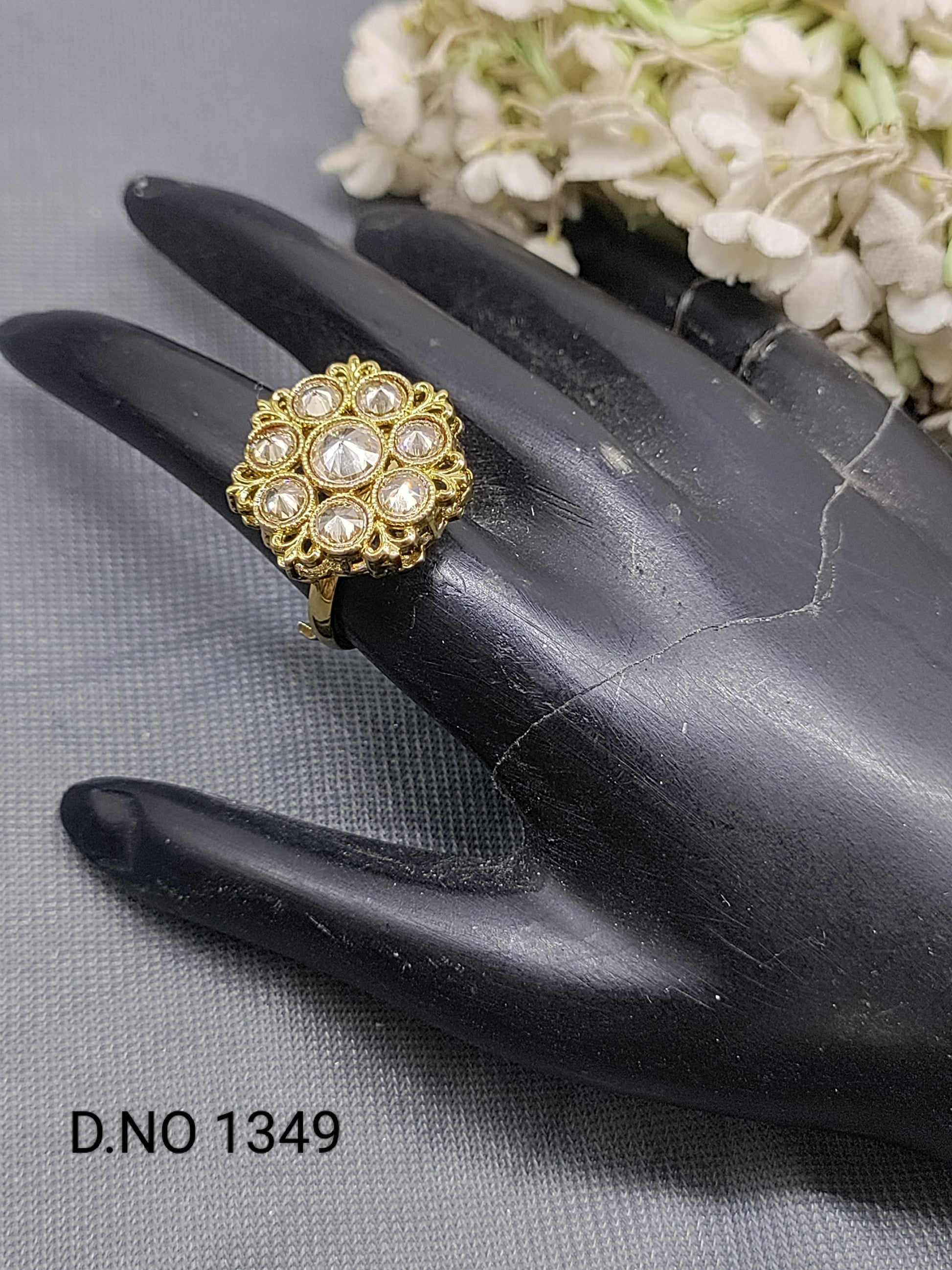 Polki Mehandi Finger Ring Sku 1349 rchiecreation