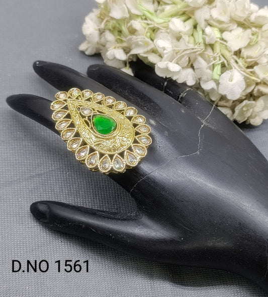 Polki Mehandi Finger Ring Sku 1561 rchiecreation