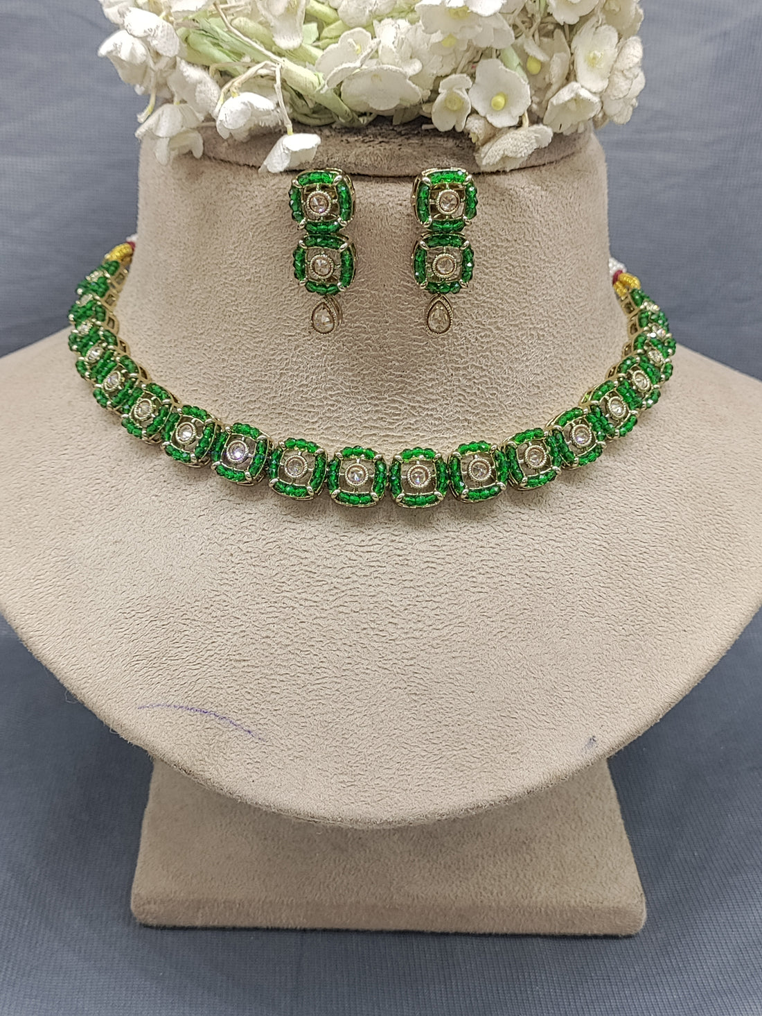 Polki Mehandi Necklace Set Sku 6602 rchiecreation