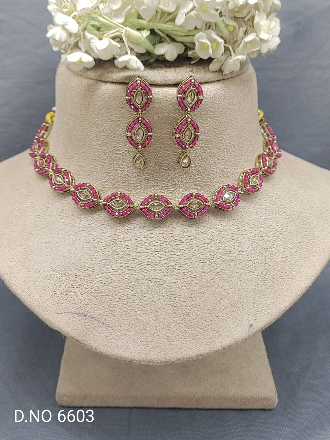 Polki Mehandi Necklace Set Sku 6603 rchiecreation