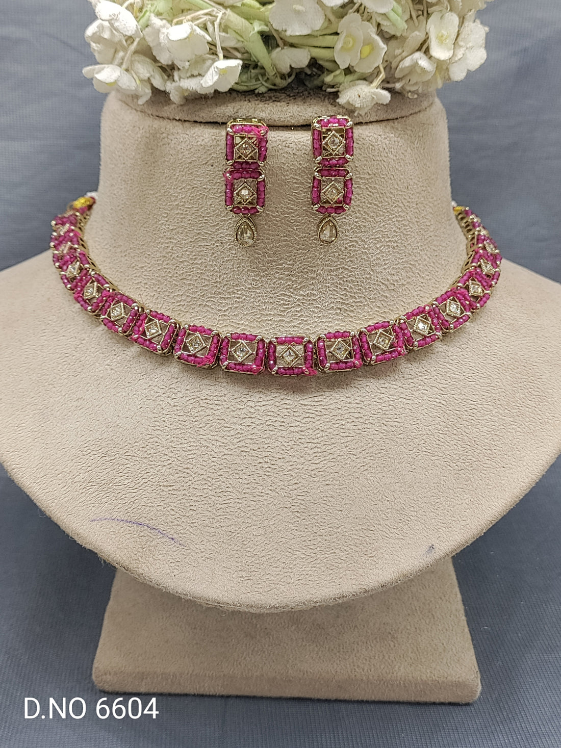 Polki Mehandi Necklace Set Sku 6604 rchiecreation