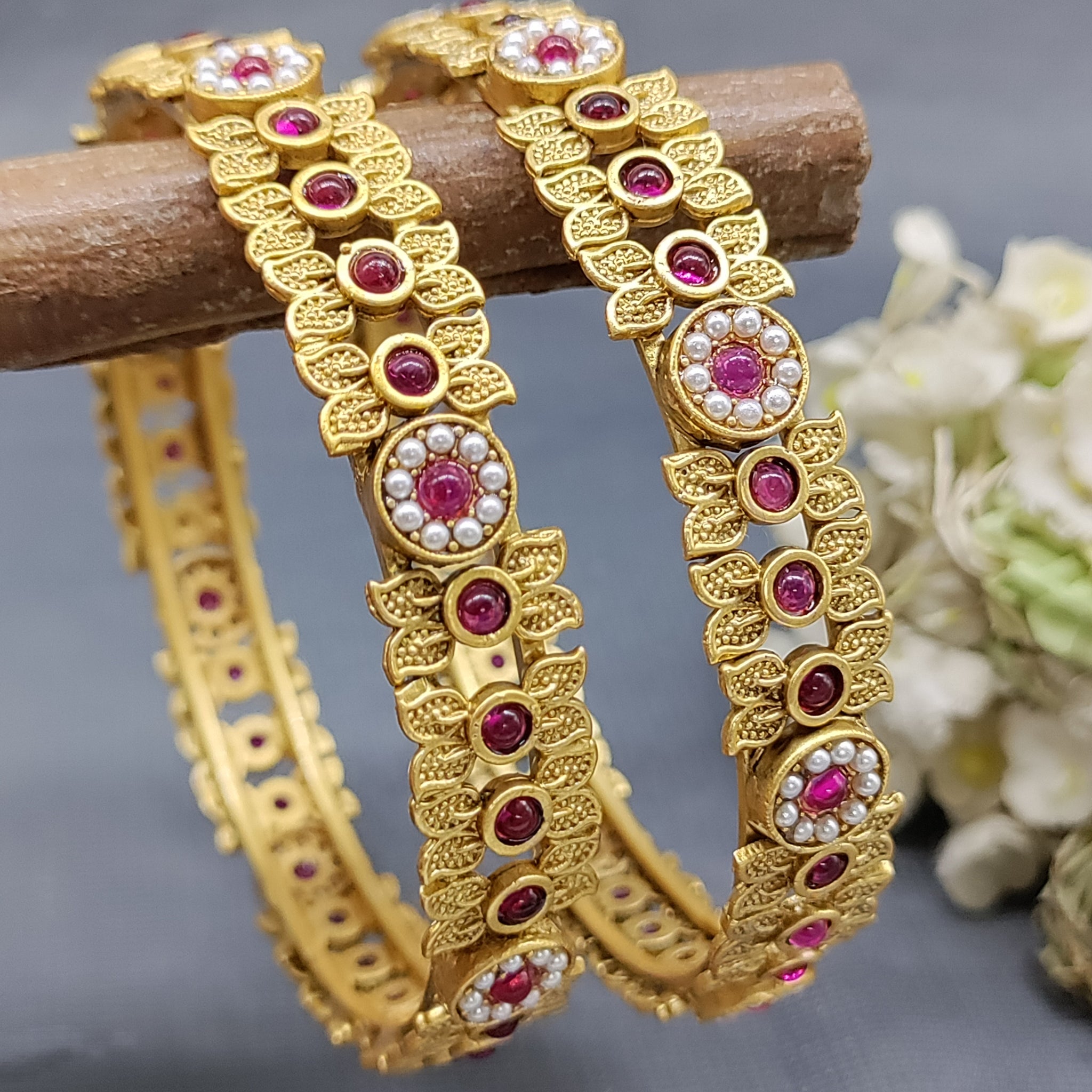 Antique Golden Bangles Sku 3173 rchiecreation