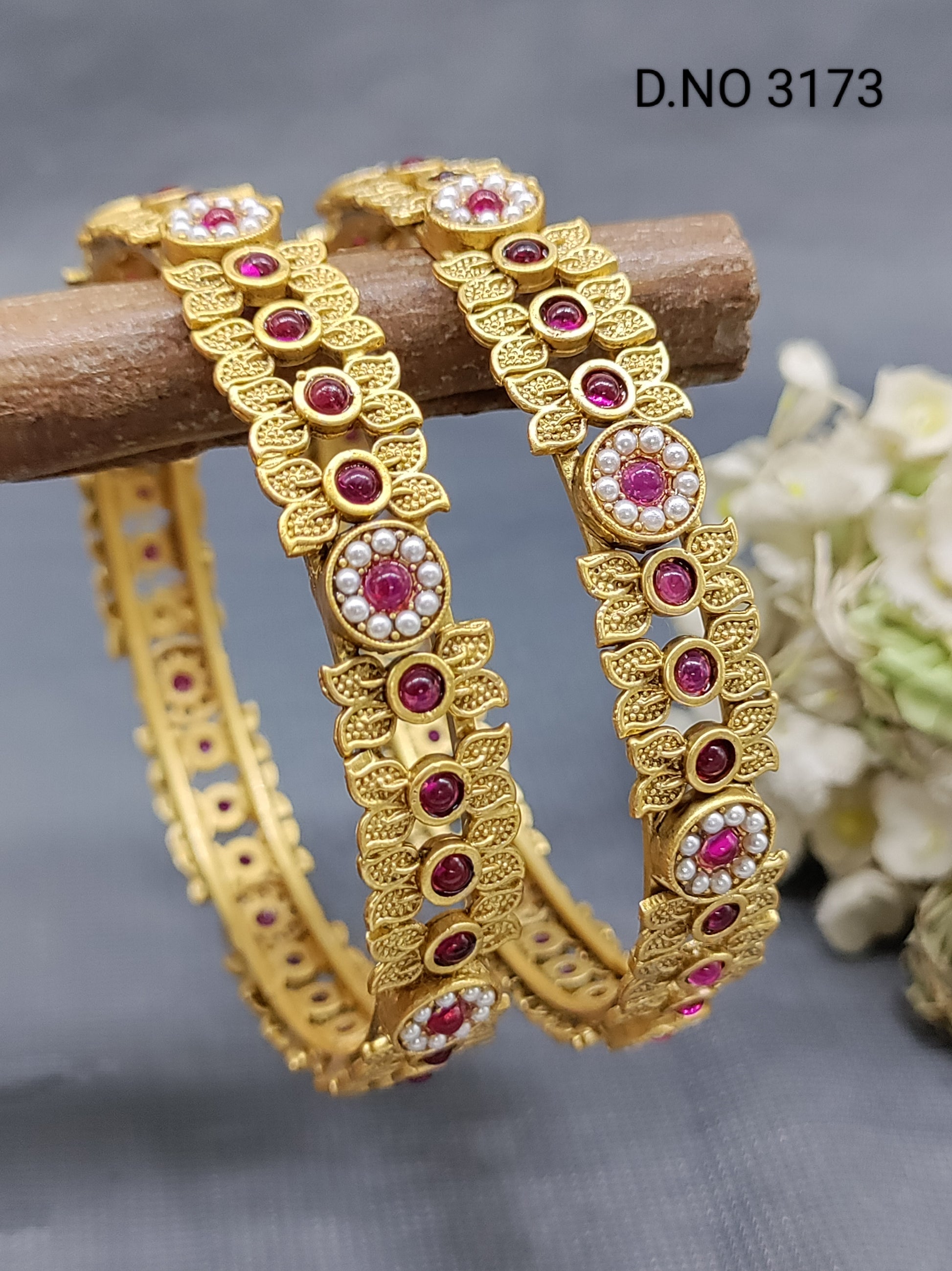 Antique Golden Bangles Sku 3173 rchiecreation