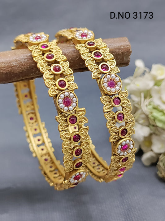 Antique Golden Bangles Sku 3173 rchiecreation