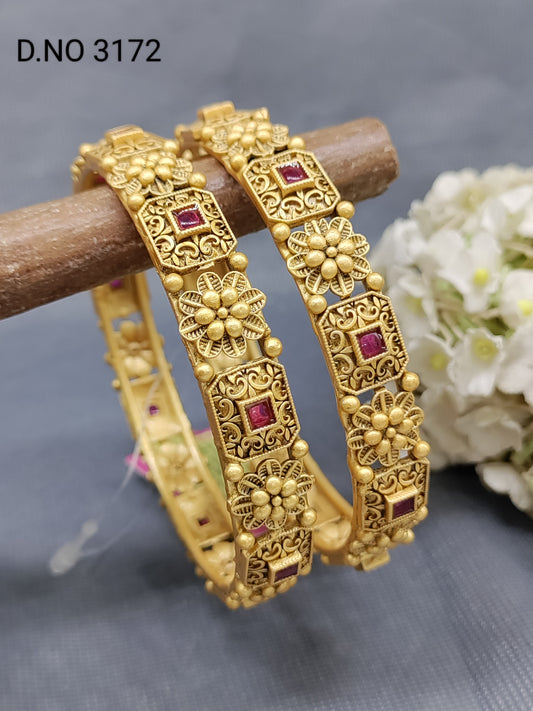 Antique Golden Bangles Sku 3172 rchiecreation