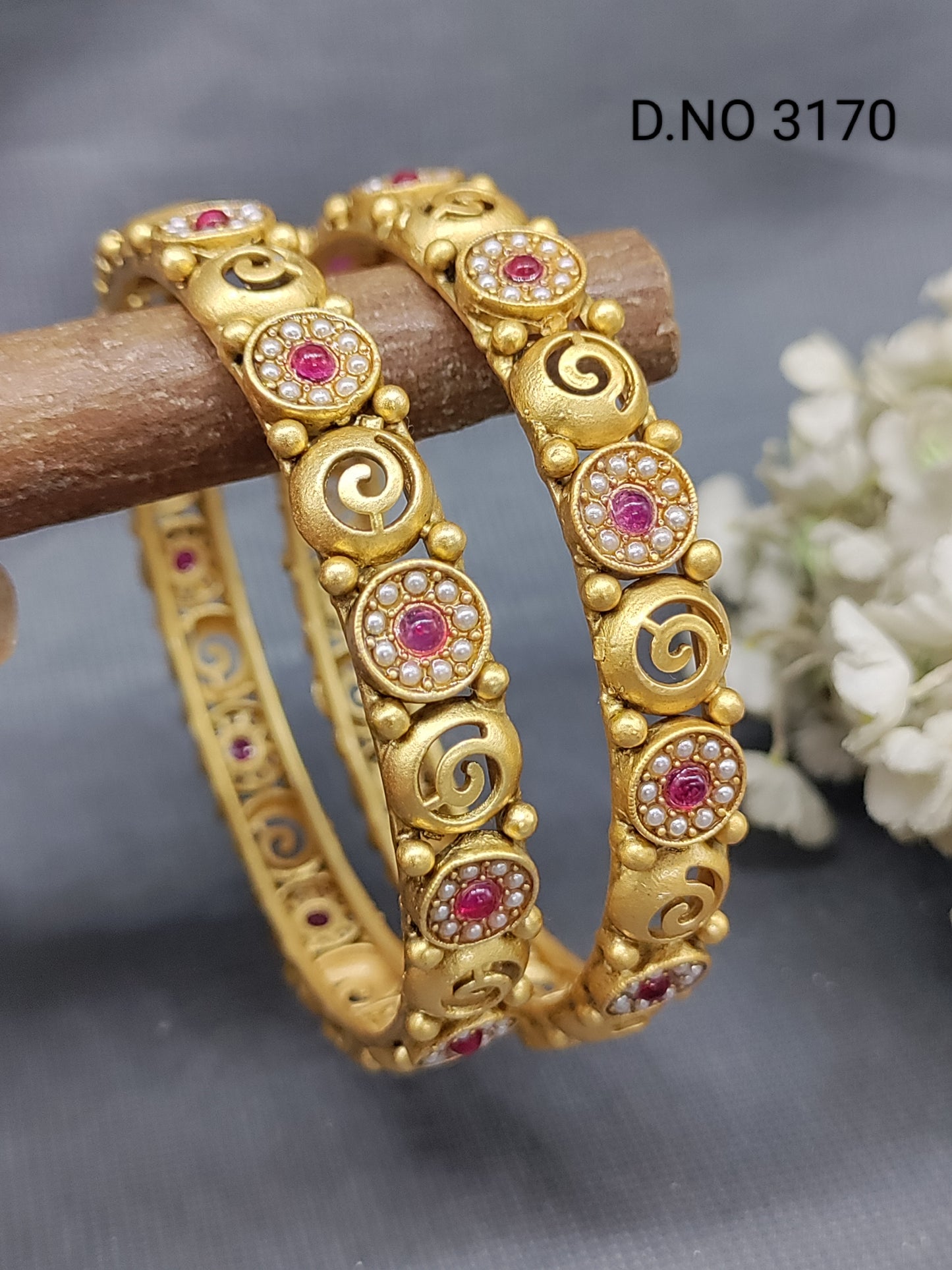 Antique Golden Bangles Sku 3170 rchiecreation