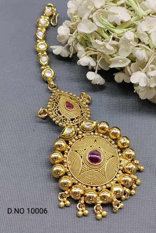 Antique Golden Kundan Tica Sku 10006 rchiecreation