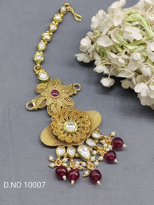 Antique Golden Kundan Tica Sku 10007 rchiecreation