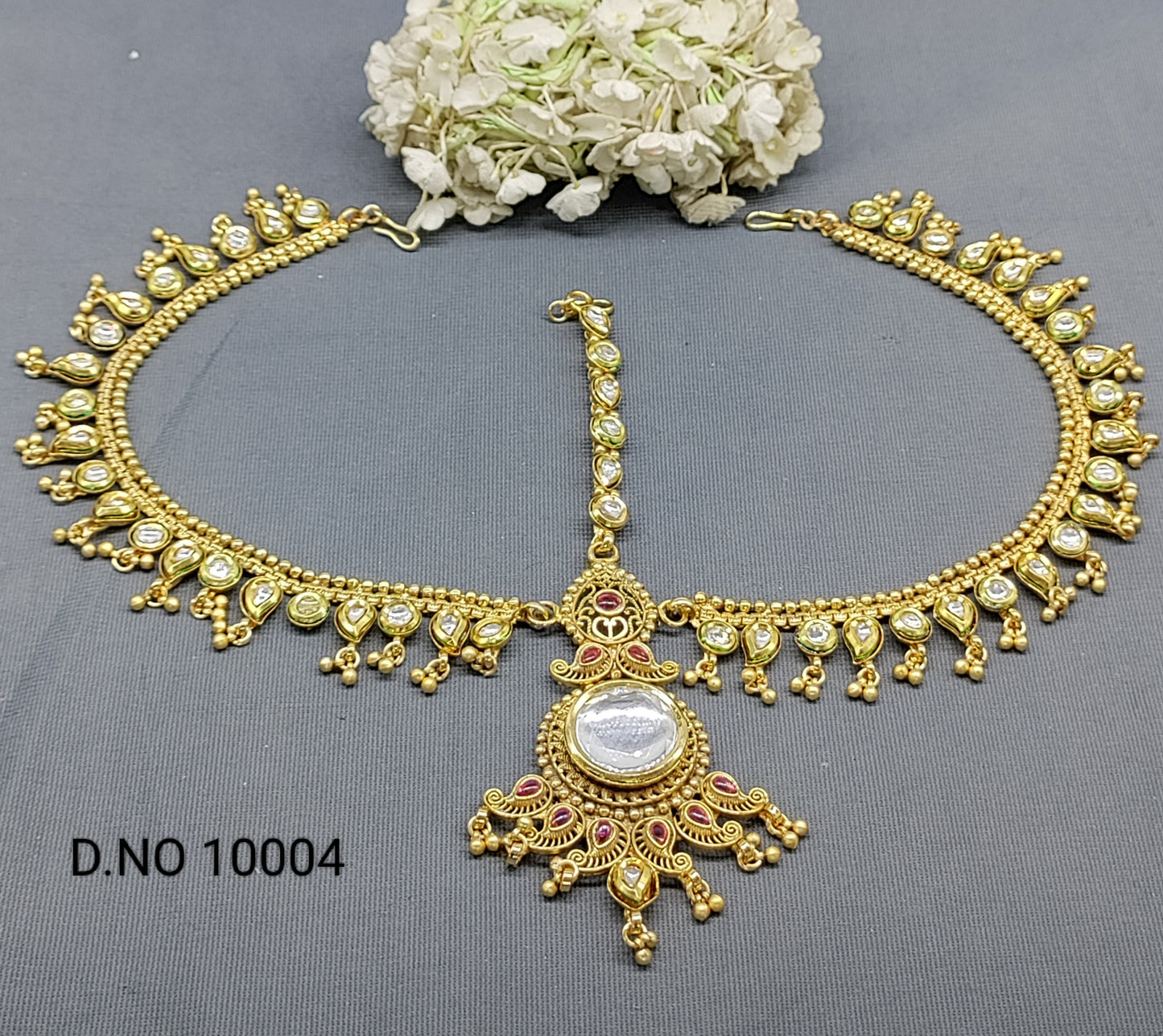 Antique Golden Kundan Matta Pathi Sku 10004 rchiecreation