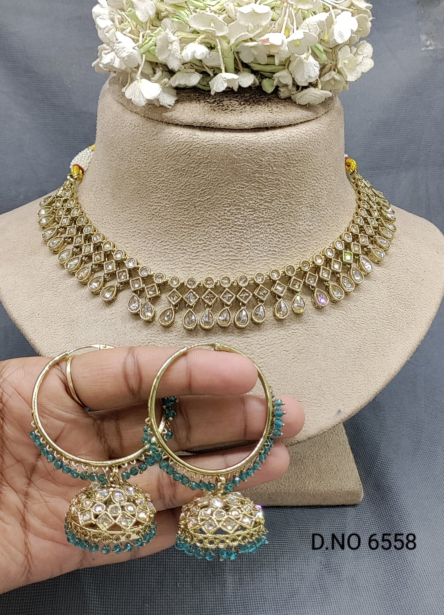 Polki Mehandi Necklace Set Sku 6558 B 1 rchiecreation