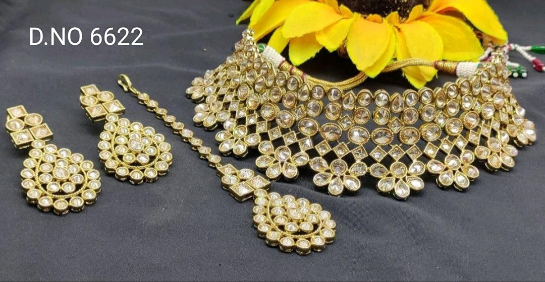 Polki Bridal Necklace Set Sku 6622 rchiecreation