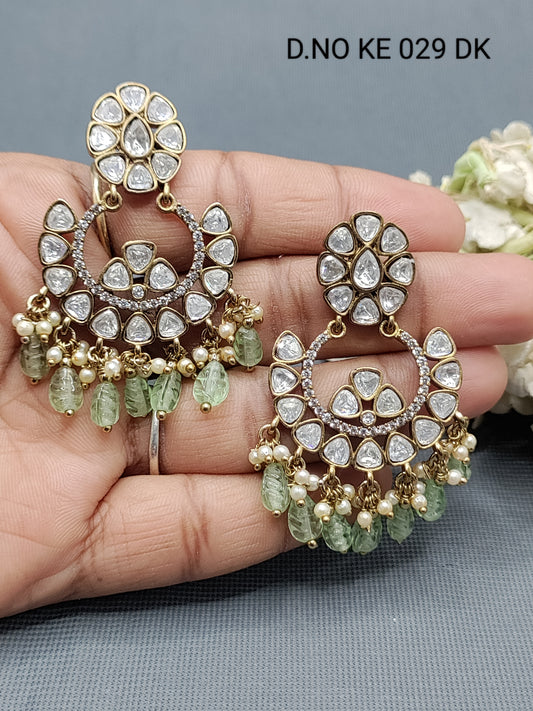 Moissanite Mehandi Earrings Sku KE 029 DK rchiecreation