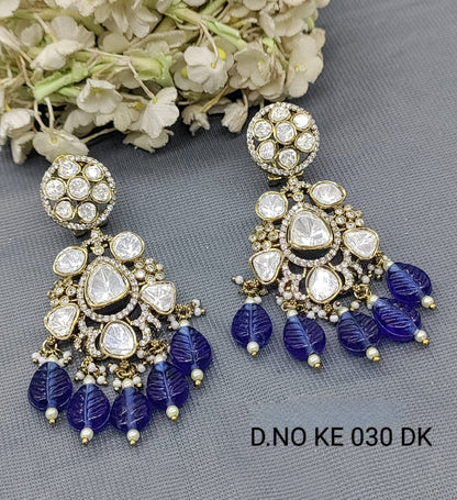 Moissanite kundan Earing SKU KE 030 DK rchiecreation