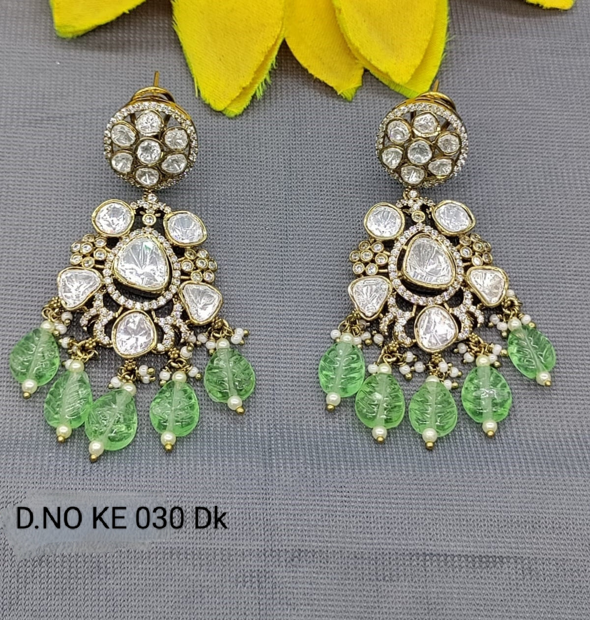 Moissanite kundan Earing SKU KE 030 DK rchiecreation