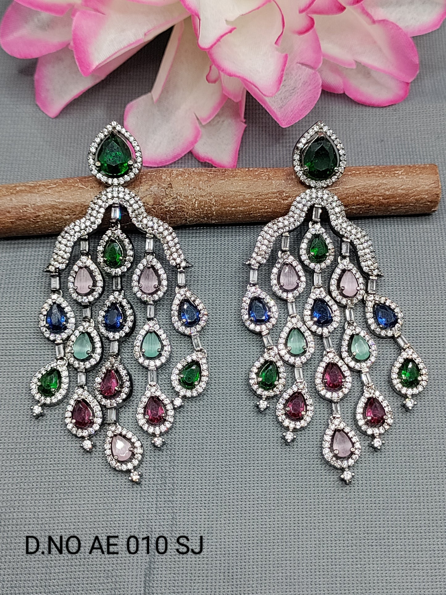 Cz Ad Victorian Earrings Sku AE 010 SJ rchiecreation