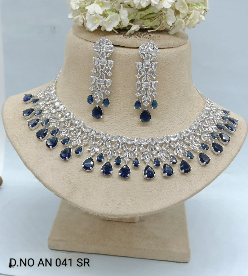 Cz Ad Rodium Necklace Set Sku AN 041 SR D5 rchiecreation
