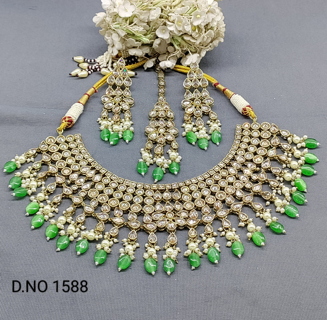 Polki Necklace Mehndi Set Sku-1588 B4 rchiecreation