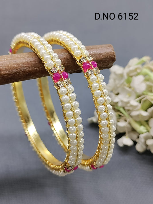 Golden Stone Pearl bangles Sku 6152 rchiecreation