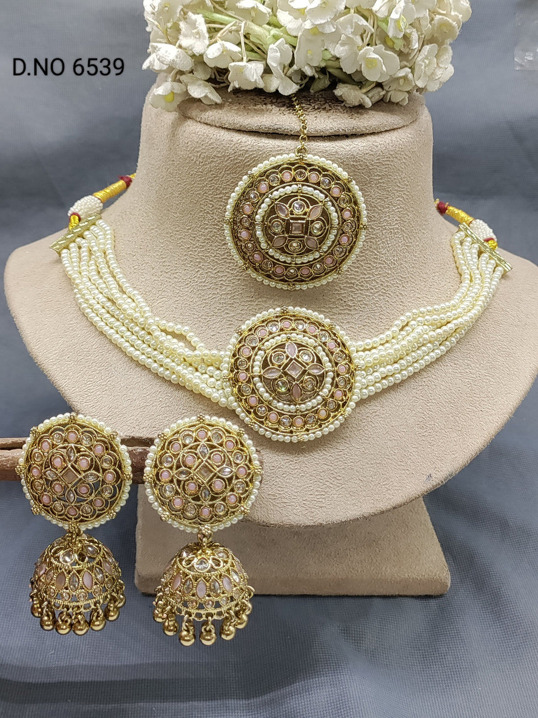 Polki Mehandi choker necklace set Sku 6539 rchiecreation