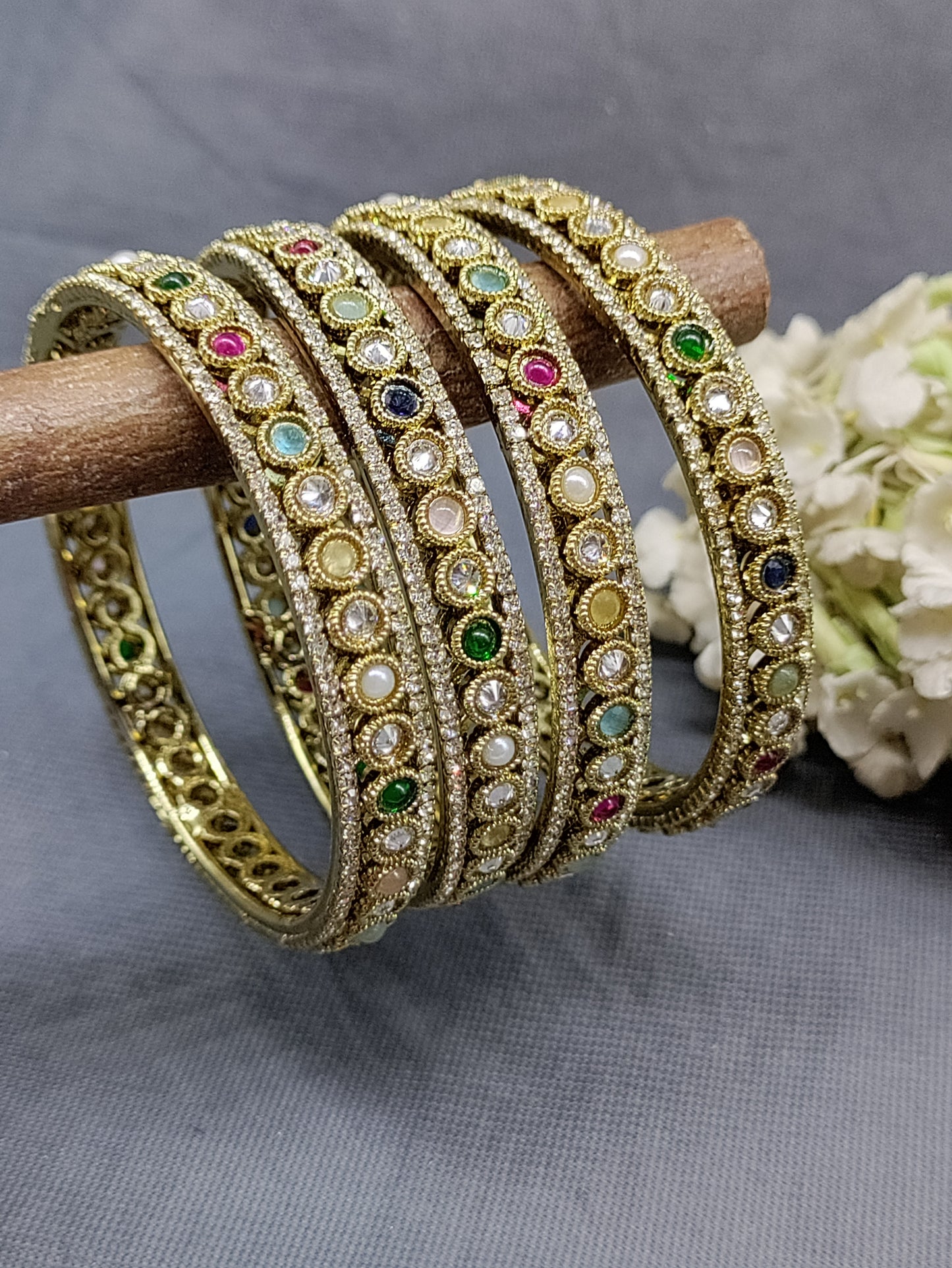 Mehandi Multy Polki Bangle SKU-3289 rchiecreation