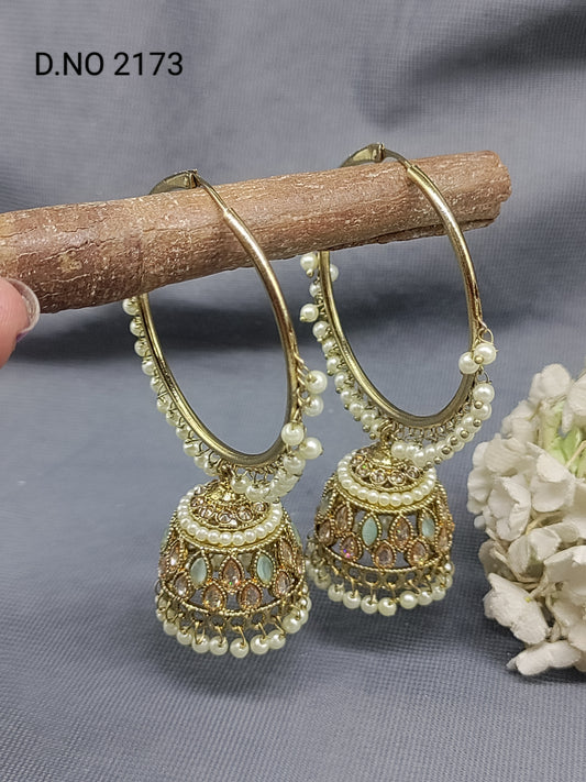 Polki Mehandi Bali Earrings Sku 2173 rchiecreation