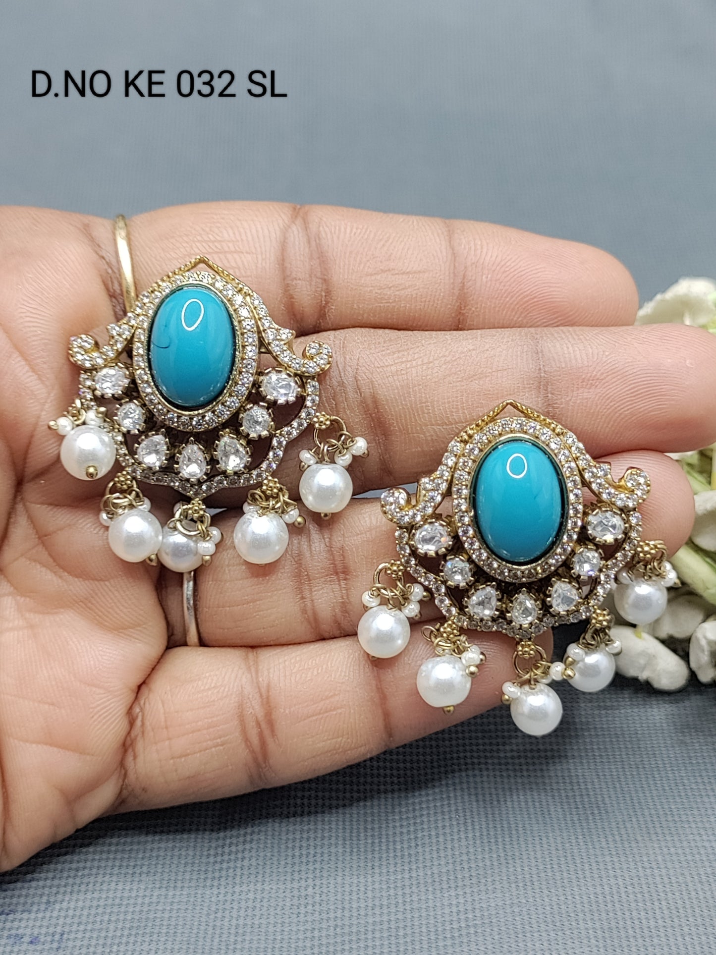 Moissanite Mehandi Tops & Stud Earring Sku KE 032 SL rchiecreation