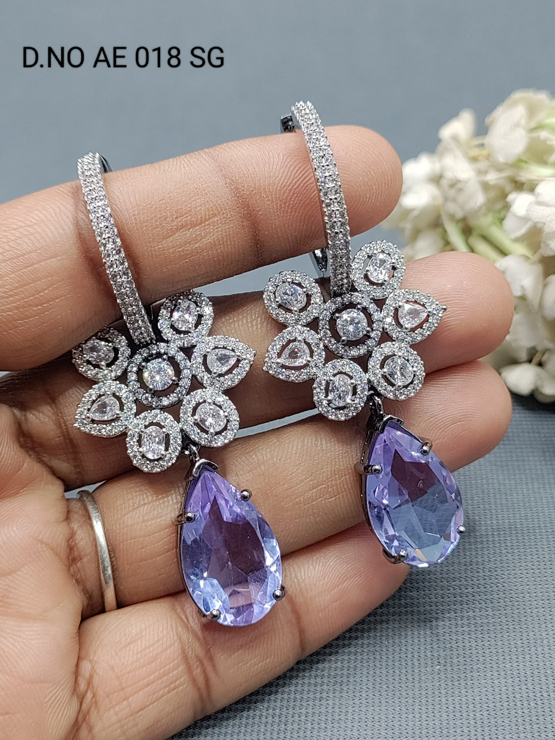 Cz Ad Rodium Earrings Sku AE 018 SG rchiecreation