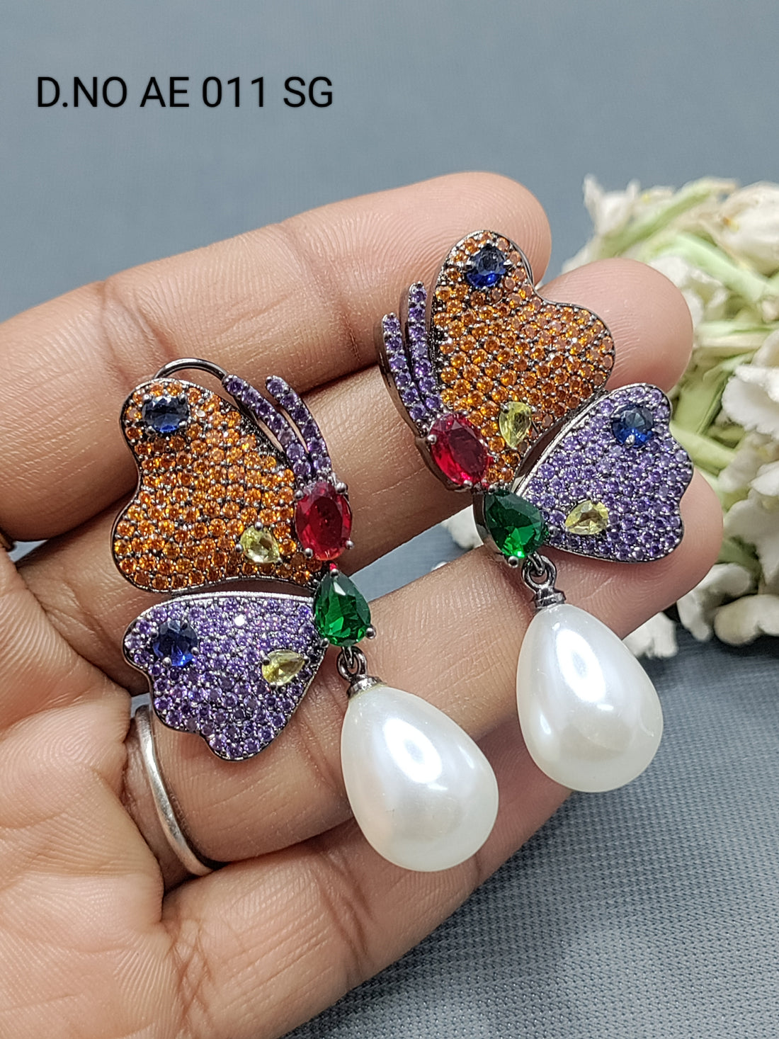 Cz Ad Victorian Earrings Sku AE 011 SG rchiecreation