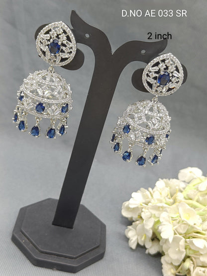 Cz Ad Rodium Jhumki Earring Sku AE 033 SR rchiecreation