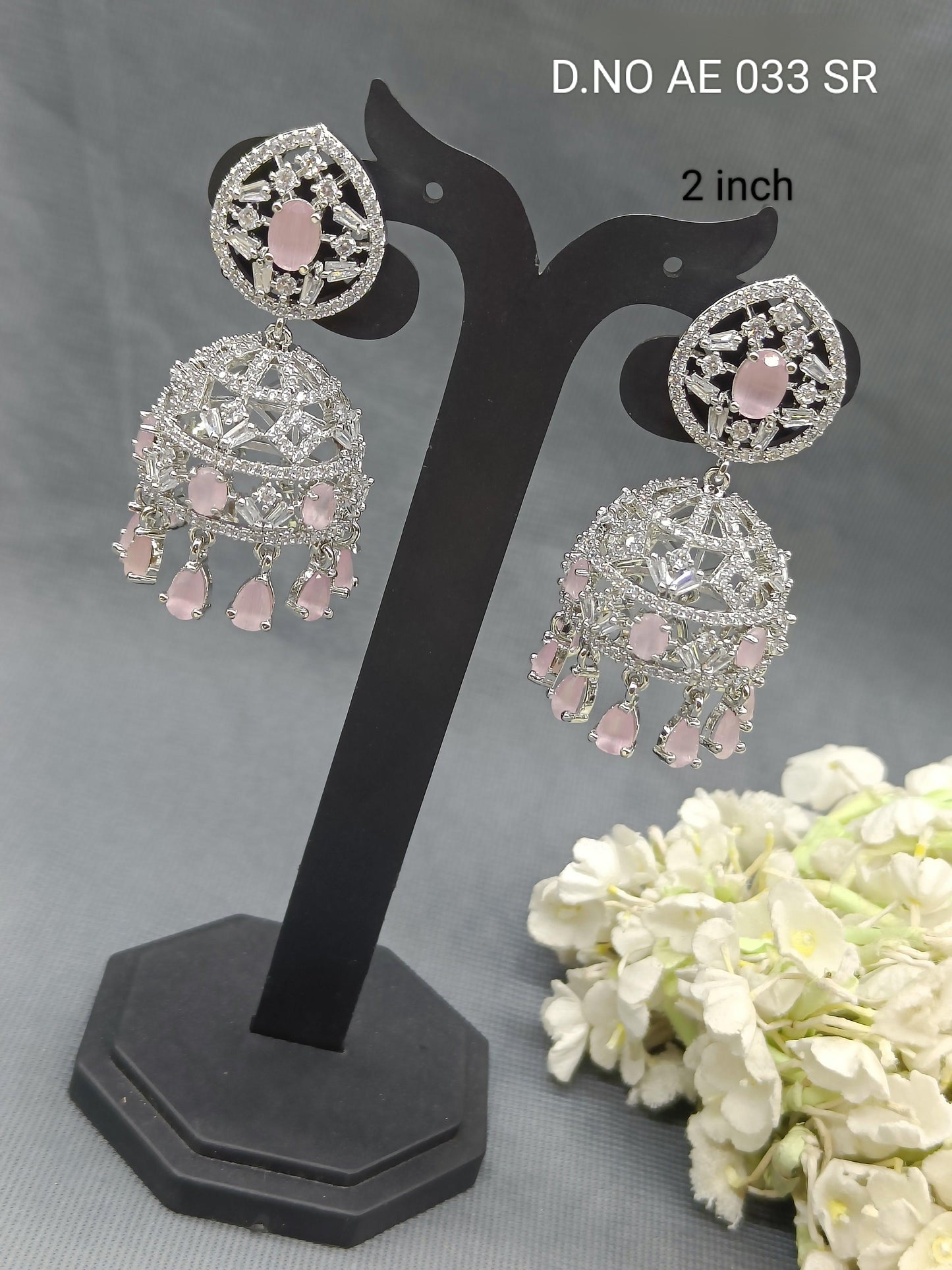 Cz Ad Rodium Jhumki Earring Sku AE 033 SR rchiecreation