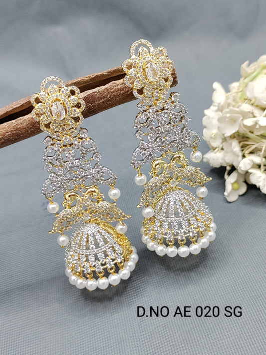 Cz Ad Golden Jhumki Earring Sku AE 020 SG rchiecreation