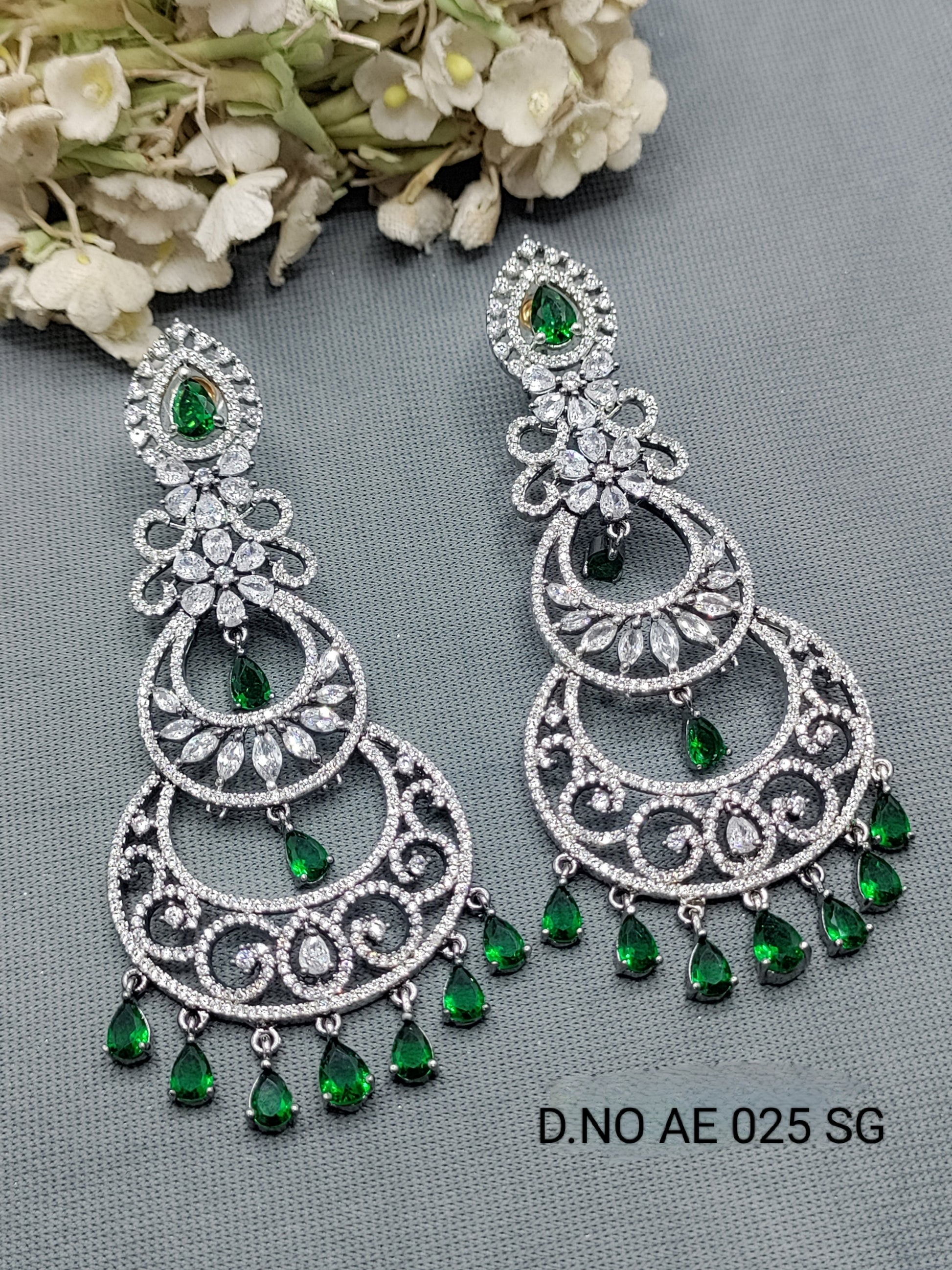 Cz Ad Victorian earrings Sku AE 025 SG rchiecreation