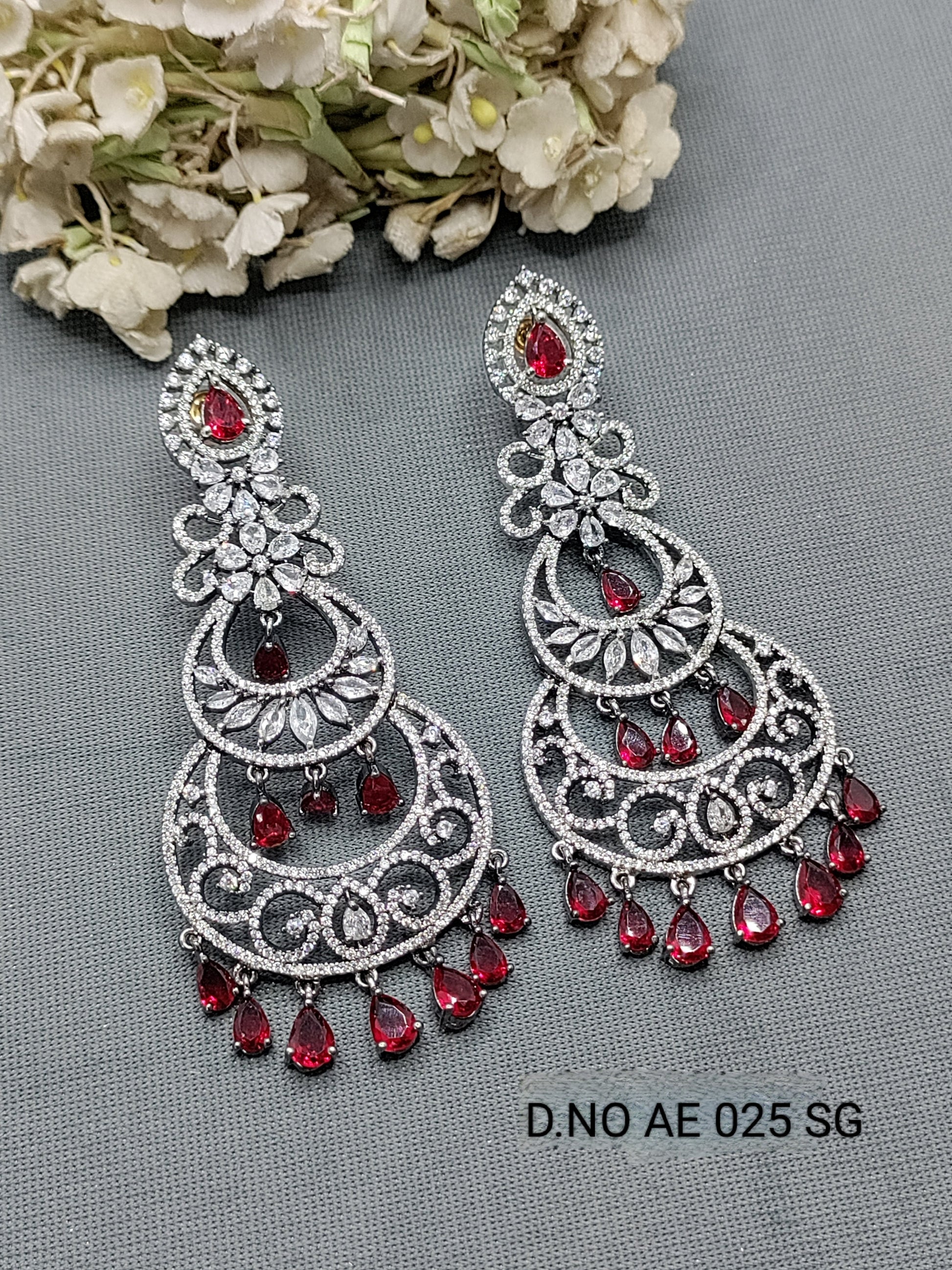 Cz Ad Victorian earrings Sku AE 025 SG rchiecreation