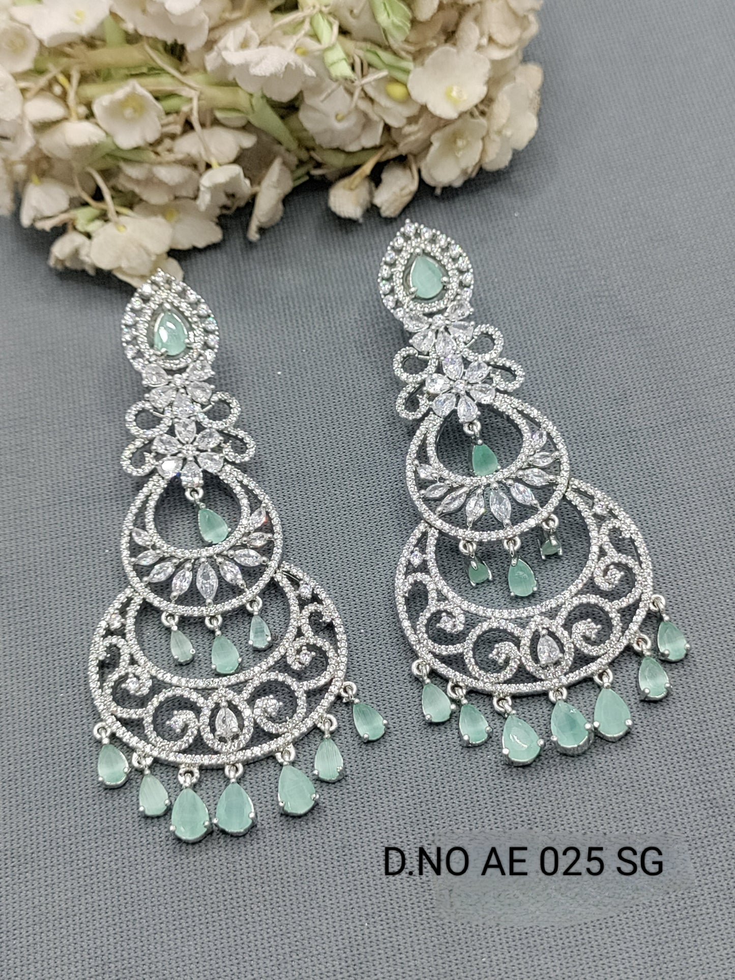 Cz Ad Rodium Earring Sku 2110 C1 rchiecreation