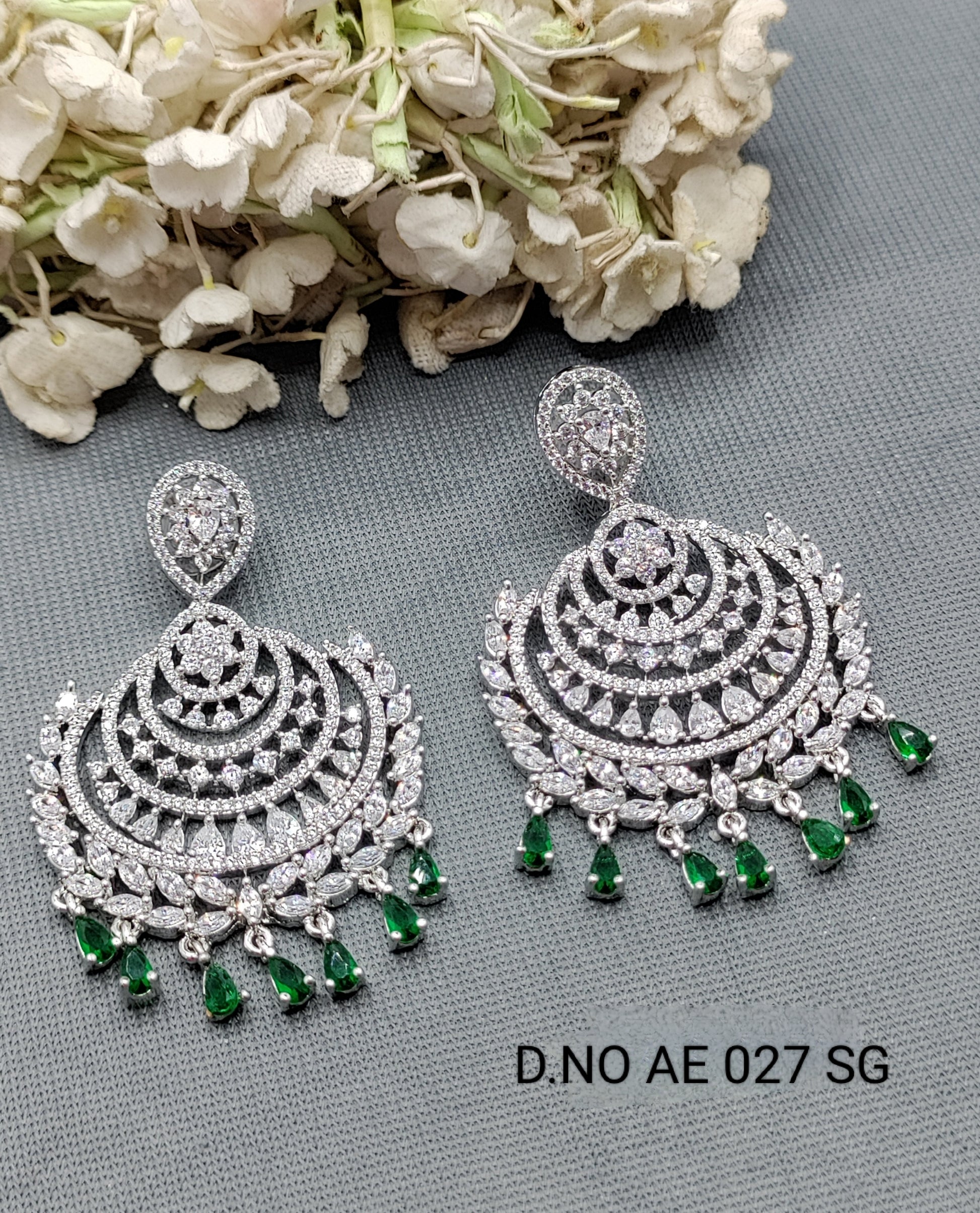 Cz Ad Rodium Earrings Sku 2114 C1 rchiecreation