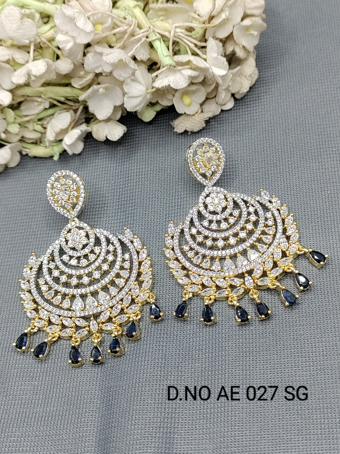 Cz Ad Golden Earrings Sku AE 027 SG rchiecreation