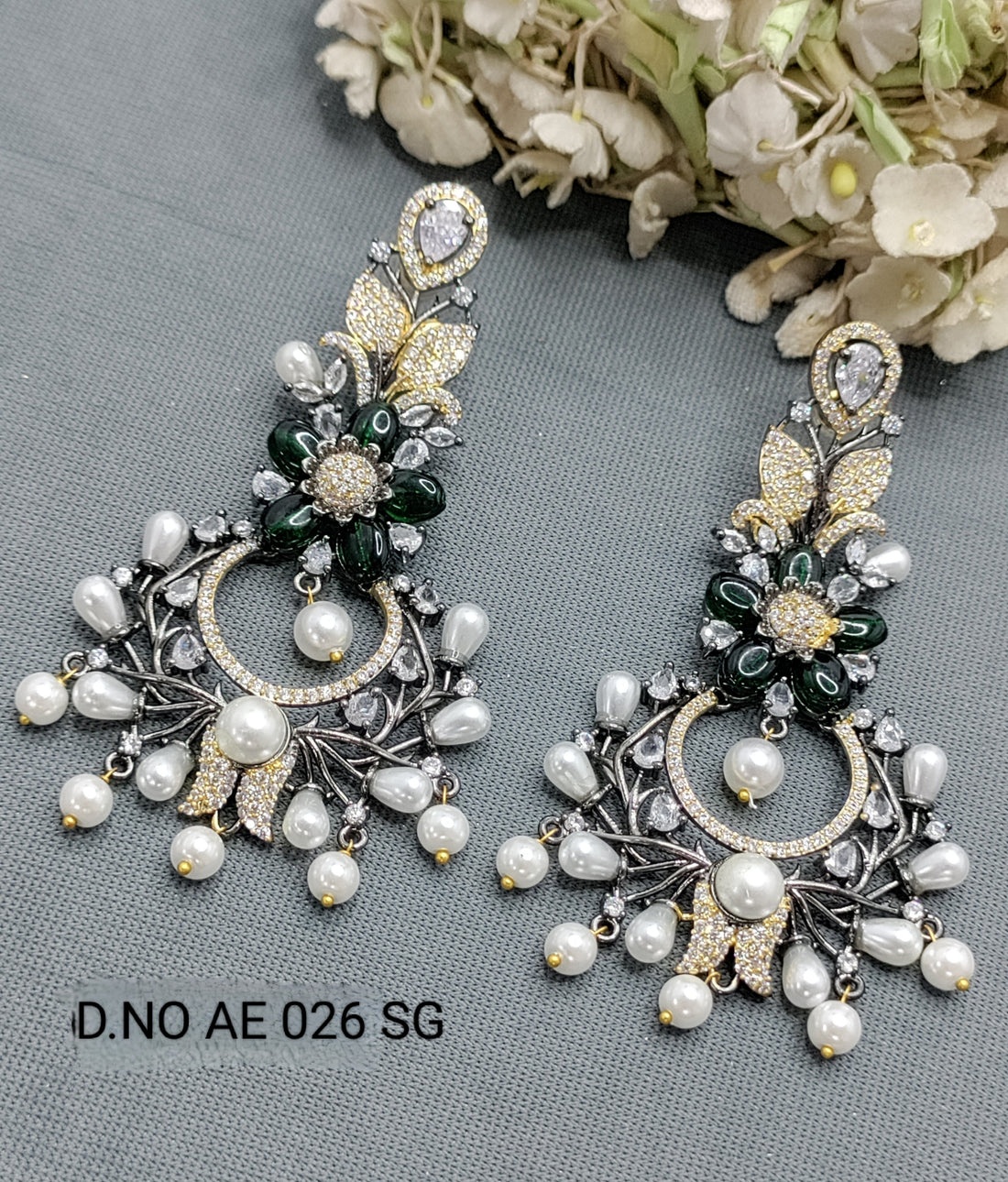 Cz Ad Victorian To Tone Earrings Sku  AE 026 SG rchiecreation