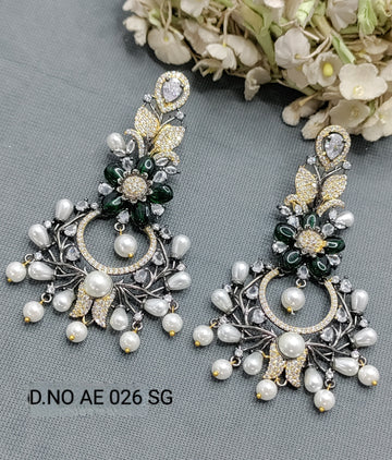 Cz Ad Victorian To Tone Earrings Sku  AE 026 SG rchiecreation