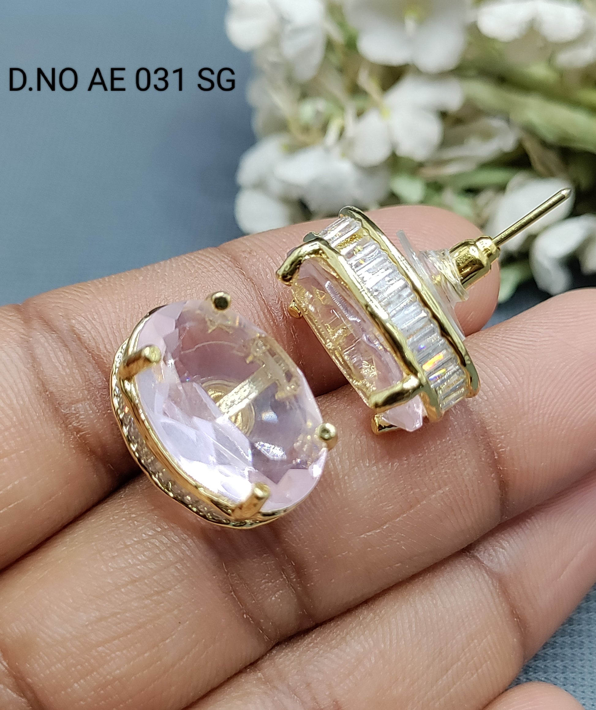 Cz Ad Golden Tops & Stud Earring Sku AE 031 SG rchiecreation