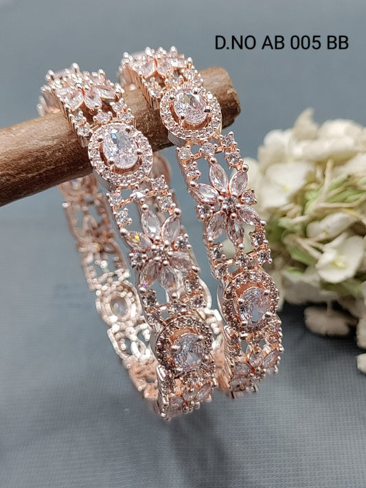 Cz Ad Rose Gold Bangles Sku AB 005 BB rchiecreation