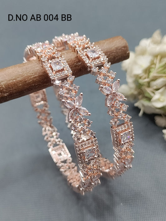 Cz Ad Rose Gold Bangles Sku AB 004 BB rchiecreation