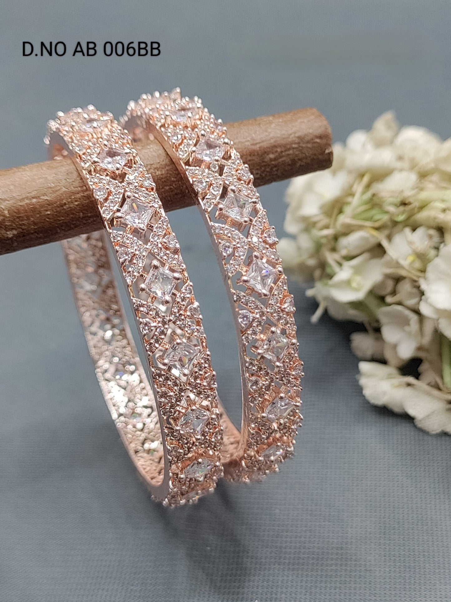 Cz Ad Rose Gold Bangles Sku AB 007 BB G4 rchiecreation