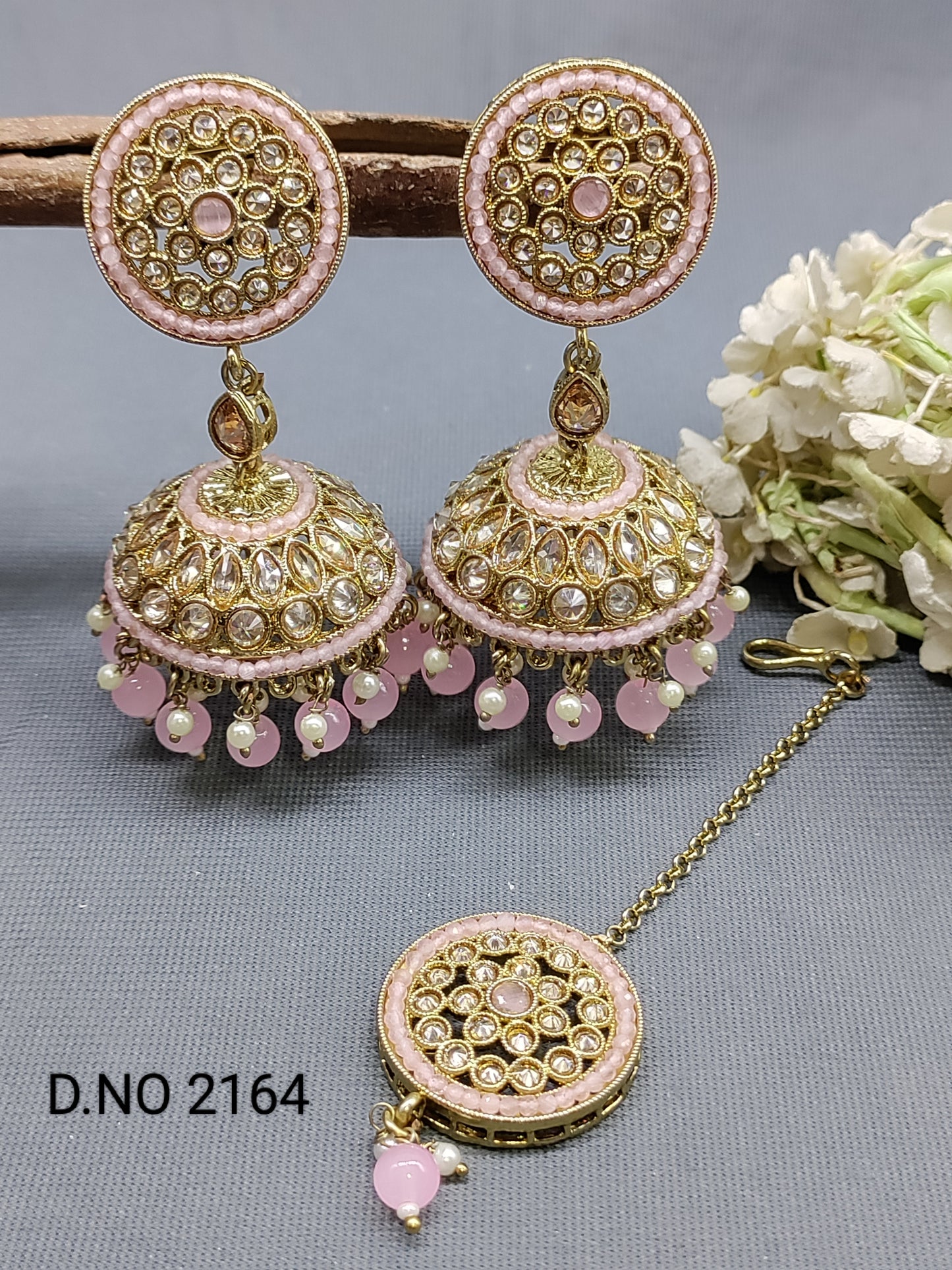 Polki Mehandi Jhumki Earring & Tica Sku 2164 rchiecreation